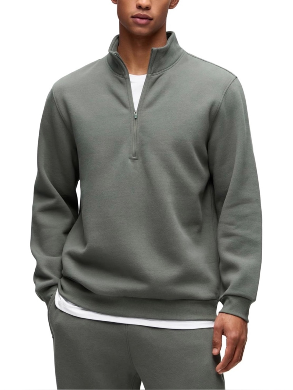 CRZ YOGA Fleece Lined Half Zip Sweatshirt Mock Neck Gray Sage Men’s Size XXL - Picture 1 of 13